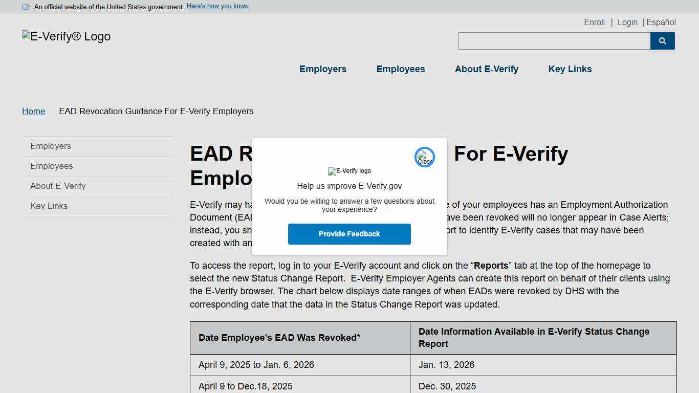 EAD Revocation Guidance For E-Verify Employers E-Verify